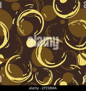 Seamless vector pattern with stain texture on brown background. Simple artistic wallpaper with paint blobs. Decorative fashion textile design. Stock Vector