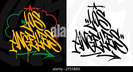 Los Angeles Abstract Hip Hop Urban Hand Written Graffiti Style Vector Illustration Calligraphy Stock Vector