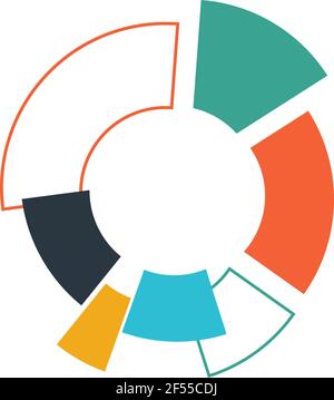 Pie chart infographic element in modern flat design with long shadows suitable for presentations, reports, etc. Stock Vector