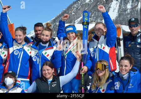 Livigno, Livigno, Italy, 24 Mar 2021, Esercito Italiano Ski Team during Absolute Italian Alpine Ski Championships 2021, alpine ski race - Photo Giorgio Panacci / LM Stock Photo