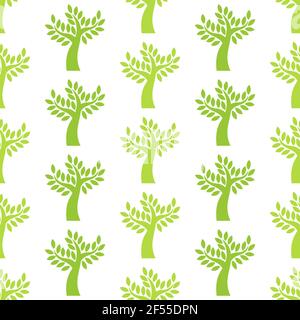 Olive trees seamless pattern. Vector illustration Stock Vector