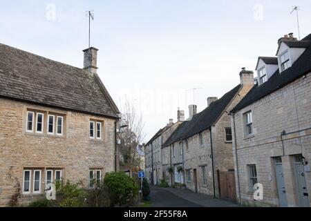 Quaint stone cottages in Northleach, Gloucestershire in the UK Stock Photo