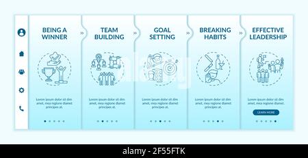 Types of motivational content onboarding vector template Stock Vector