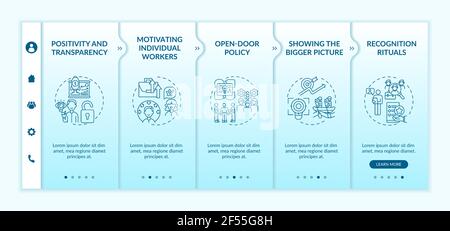 Strategies of staff motivation onboarding vector template Stock Vector