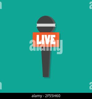 Microphone news flat style. Vector illustration Stock Vector