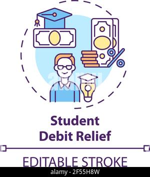 Student debt relief concept icon Stock Vector