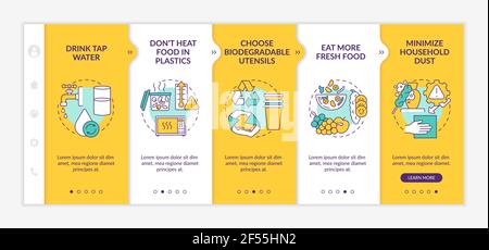 Avoiding microplastics tips onboarding vector template Stock Vector