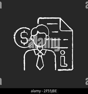 Broker consultation chalk white icon on black background Stock Vector