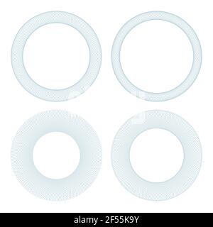 Set vector Guilloche elements for certificate or diploma. Line circle frame Stock Vector
