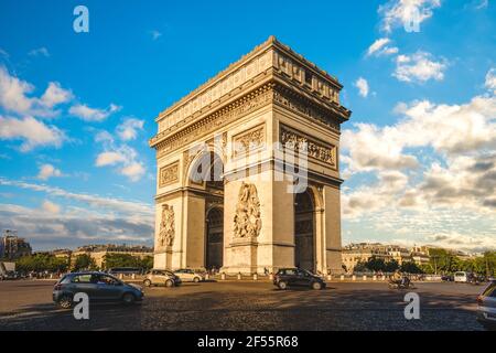 Arc de Triomphe, Triumphal Arch on  Champs Elysees in Paris , France Stock Photo