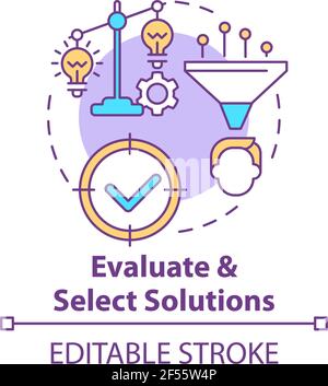 Evaluate and select solutions concept icon Stock Vector