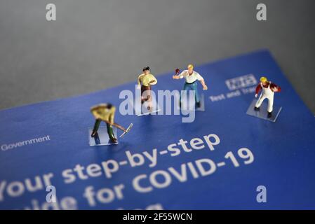 A COVID-19 Self Test (Rapid Antigen Test) kit information concept image. Selective focus. Stock Photo