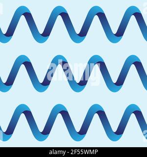 Abstract geometric seamless pattern with strips of tapes, blue ribbons. Vector color background. Stock Vector