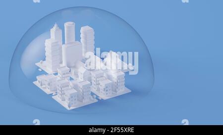 White three dimensional render of city downtown Stock Photo