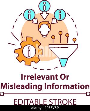 Irrelevant or misleading information concept icon Stock Vector