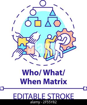 Who, what, when matrix concept icon Stock Vector