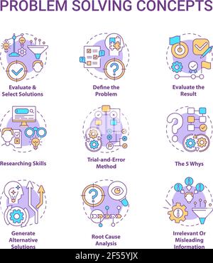 Problem solving concept icons set Stock Vector