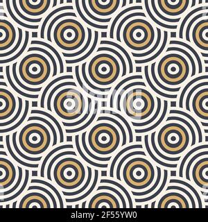 Abstract seamless pattern. Concentric circles. Intersecting repeating circles background. Overlaping circles. Stylish texture. Stock Vector