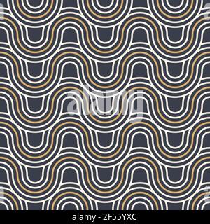 Abstract seamless. Seamless braided linear pattern, wavy lines. Endless striped texture with winding elements. Vector geometric color background. Stock Vector