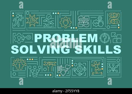 Problem solving skills boost word concepts banner Stock Vector