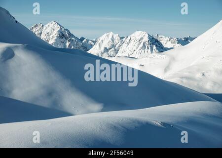 Namloser Wetterspitze Mountains covered in snow, Lechtal Alps, Tyrol, Austria Stock Photo