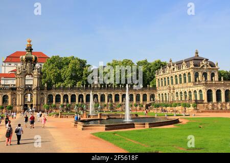 Dresden, Germany - September 15, 2020: Visiting the Zwinger Museum in Dresden on a sunny day in September. Stock Photo