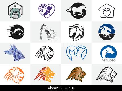 Vector logo sign symbol icon set for Animal & Pet business Stock Vector