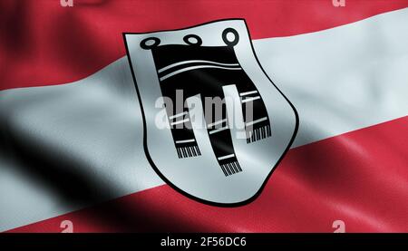 3D Illustration of a waving Austria city flag of Feldkirch Stock Photo