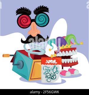 fools day jokes calendar card Stock Vector