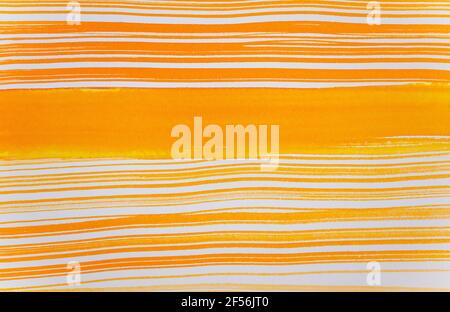 Abstract orange lines watercolor painting on white paper Stock Photo