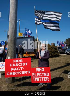 An anti censorship rally on Cape Cod, USA.  Fight censorship standout. Stock Photo