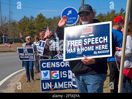 An anti censorship rally on Cape Cod, USA.  Fight censorship standout. Stock Photo