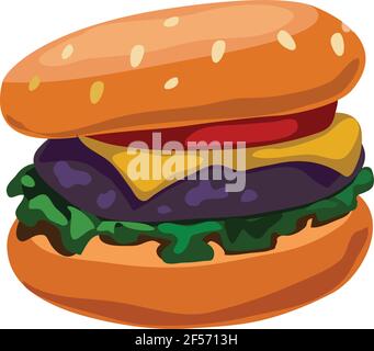 Hamburger vector illustration vector isolated on white background. Fast food illustration Stock Vector