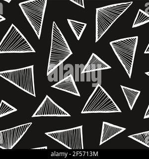 Triangle seamless vector pattern, simple doodle hand drawn background Stock Vector