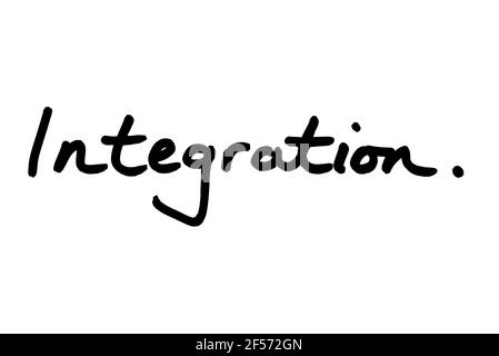 Integration, handwritten on a white background. Stock Photo