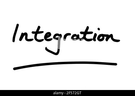 Integration, handwritten on a white background. Stock Photo