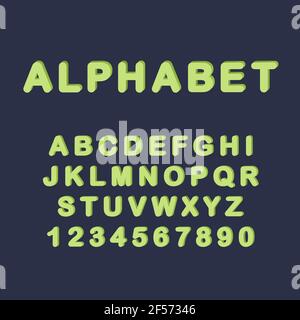 Color line abstract Alphabet letter ABC font. 3d typography vector illustration symbol. Stock Vector