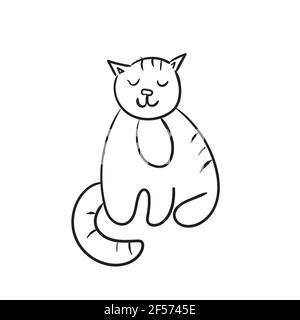 Cat Coloring Page Cute Cat In The Deckchair With Pretty Flowers And Hearts Illustration Vector Stock Vector Image Art Alamy