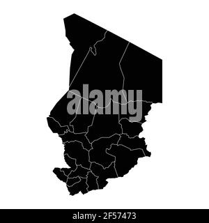 Chad country map vector with regional areas Stock Vector