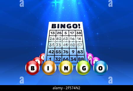 Bingo game, balls with numbers, on a colored background. Vectors illustration Stock Vector