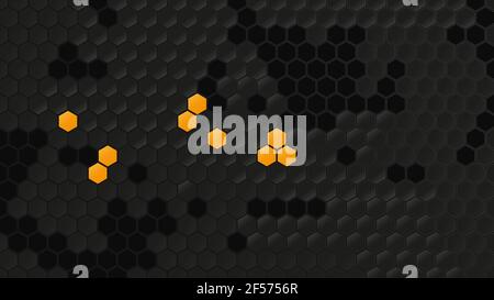 Dark Gray Yellow Hexagon Shapes Abstract Background. Vector illustration Stock Vector