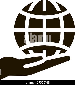 planet in our hands icon Vector Glyph Illustration Stock Vector