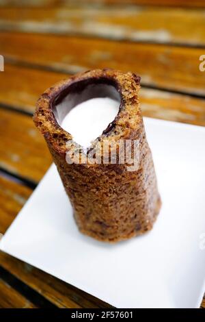 Chocolate Chip Cookie Shot at Dominique Ansel Bakery in SoHo neighborhood in Manhattan, New York City. Stock Photo