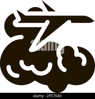 plane flies in clouds icon Vector Glyph Illustration Stock Vector
