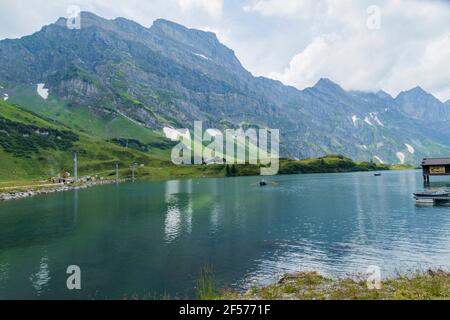 The lake below Mt Titlis Stock Photo