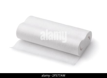 Roll of disposable wet lens and screen cleaning wipes isolated on white Stock Photo