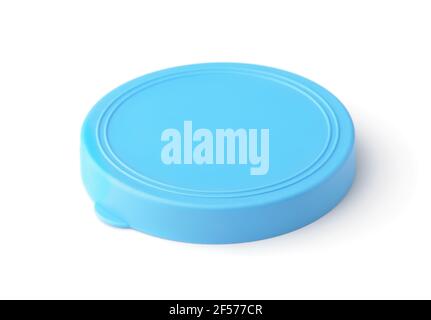 Blue plastic round jar lid isolated on white Stock Photo