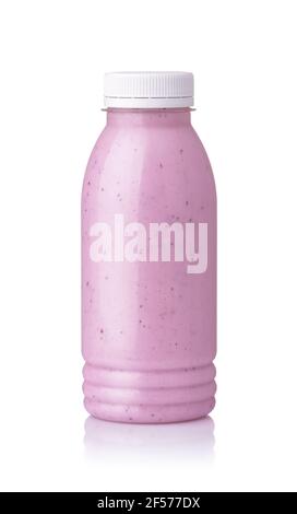 Bottle of homemade blueberry smoothie isolated on white Stock Photo