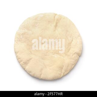 Top view of uncooked pita flatbread isolated on white Stock Photo