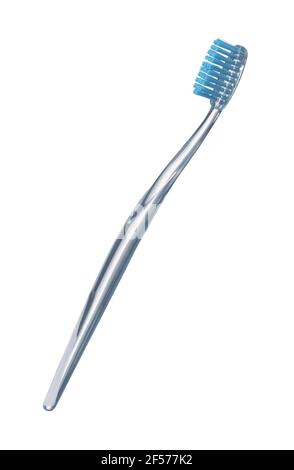 Transparent plastic toothbrush isolated on white Stock Photo